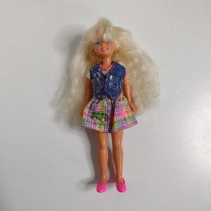 Vintage 1994 Polly Pocket Stacie Barbie Doll Original Clothes Pink Flower Shoes